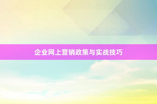 企业网上营销政策与实战技巧